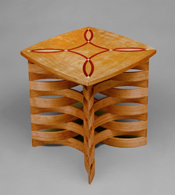 Cherry and Paduk Side Table Inlaid