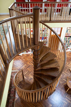 Walnut and Sycamore Spiral Staircase and Balcony Railing